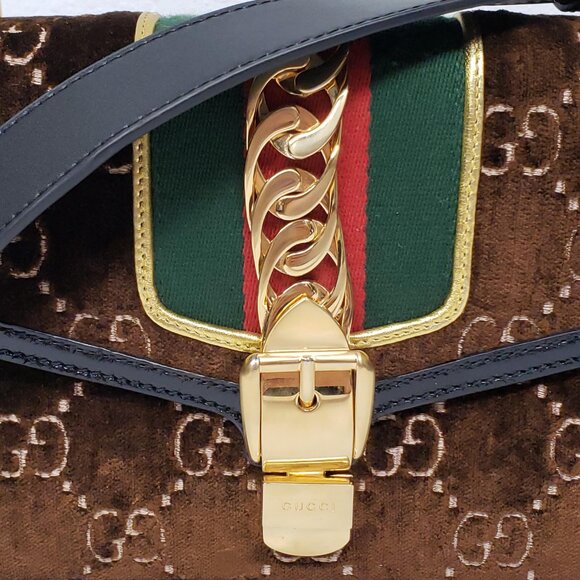 Authentic Gucci Sylvie GG Brown Shoulder Bag Luxury Designer Bag - Picture 11 of 16